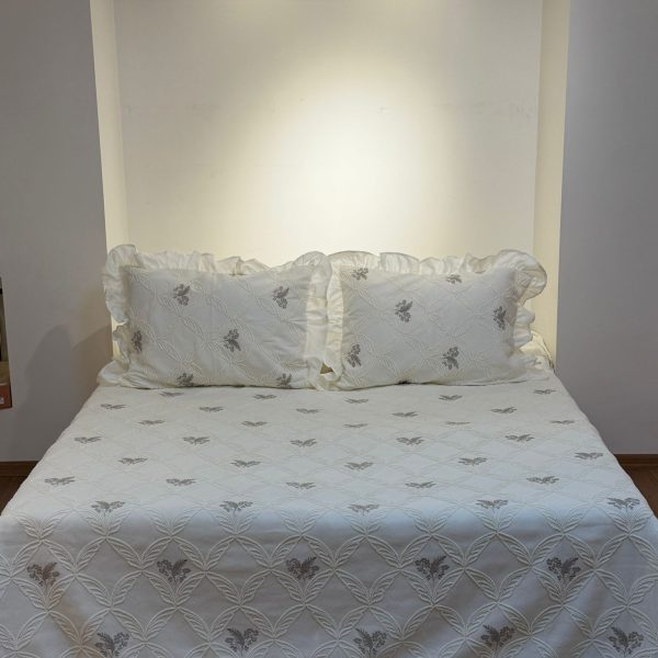 ALORA 3 Parça Pike Takımı Bej Nakışlı